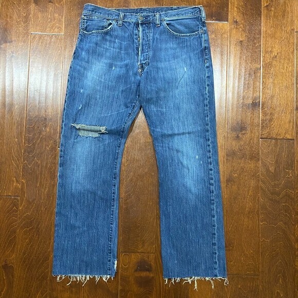 Polo Ralph Lauren Vintage Distressed Denim Blue Jeans Men's Size 36 - Picture 3 of 8